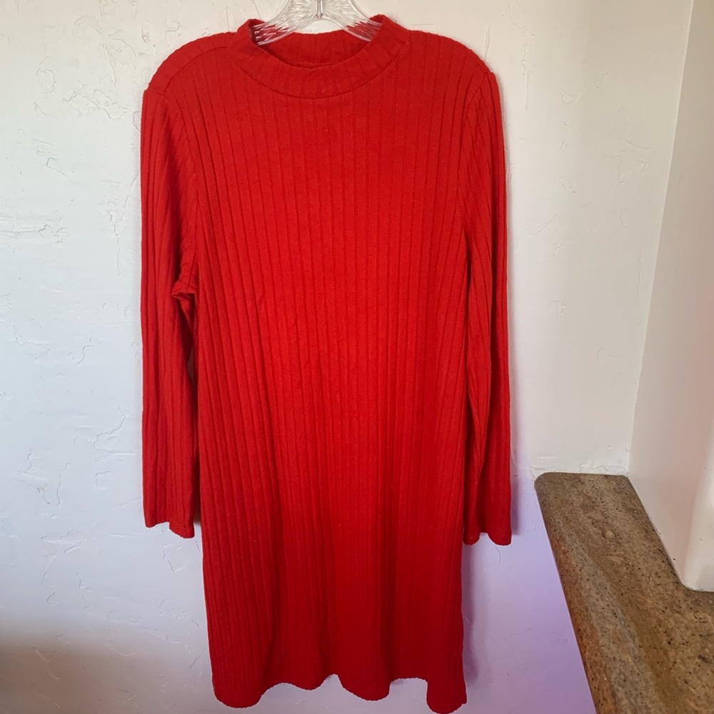 Ribbed Sweater Dress Orange Size L